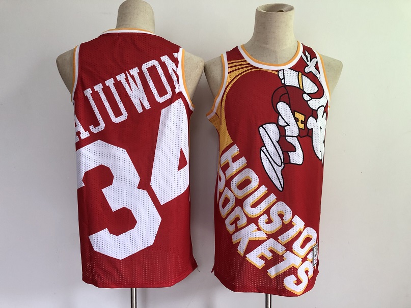2021 Men Houston Rockets #34 Olajuwon Red big facec NBA Jersey->toronto raptors->NBA Jersey